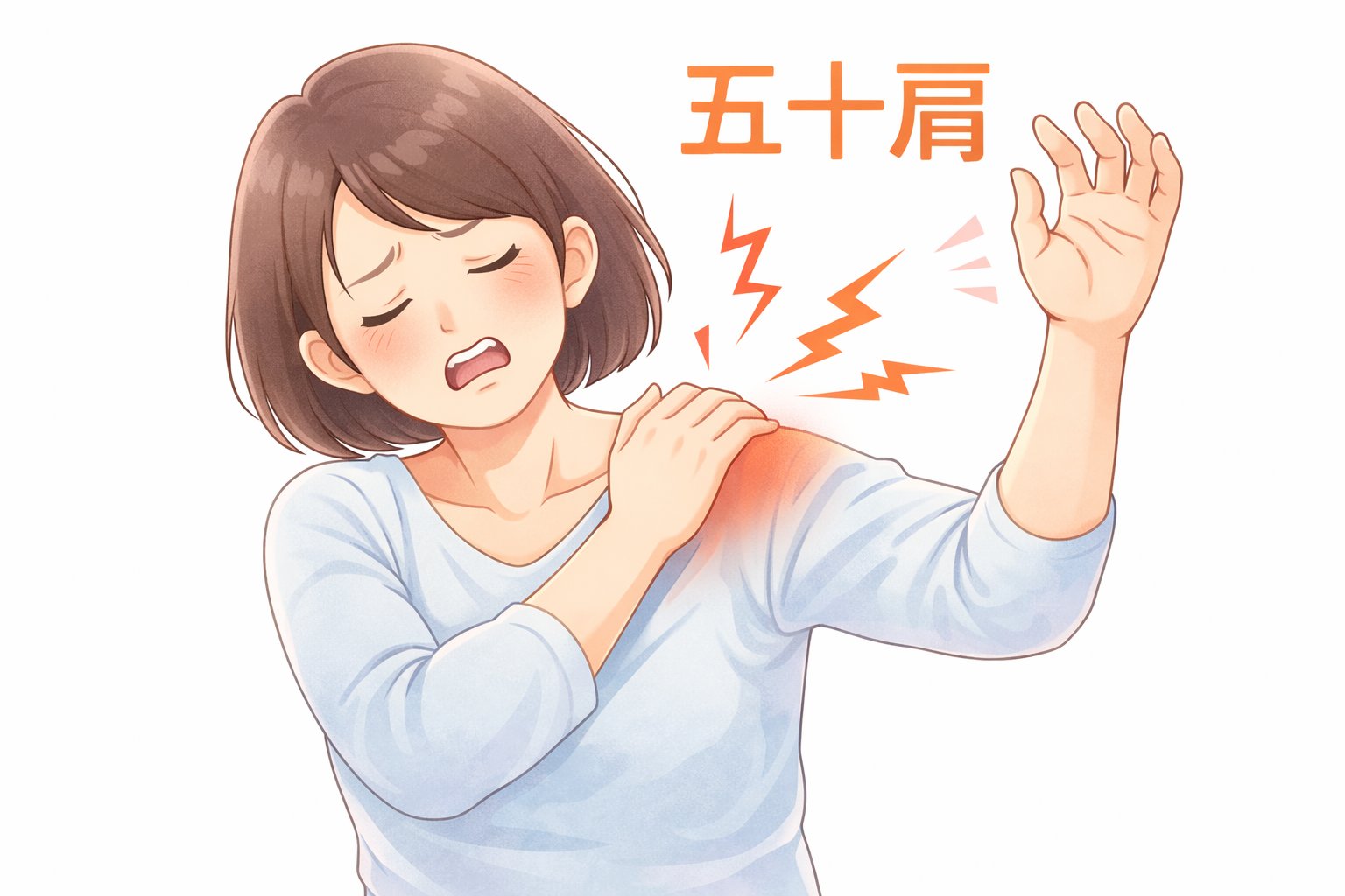 五十肩で肩の痛みや動かしにくさを感じているイメージ